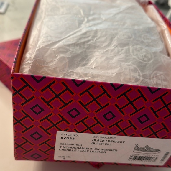 Tory Burch T Monogram slip on sneakers chenille calf leather 9 - Picture 9 of 9